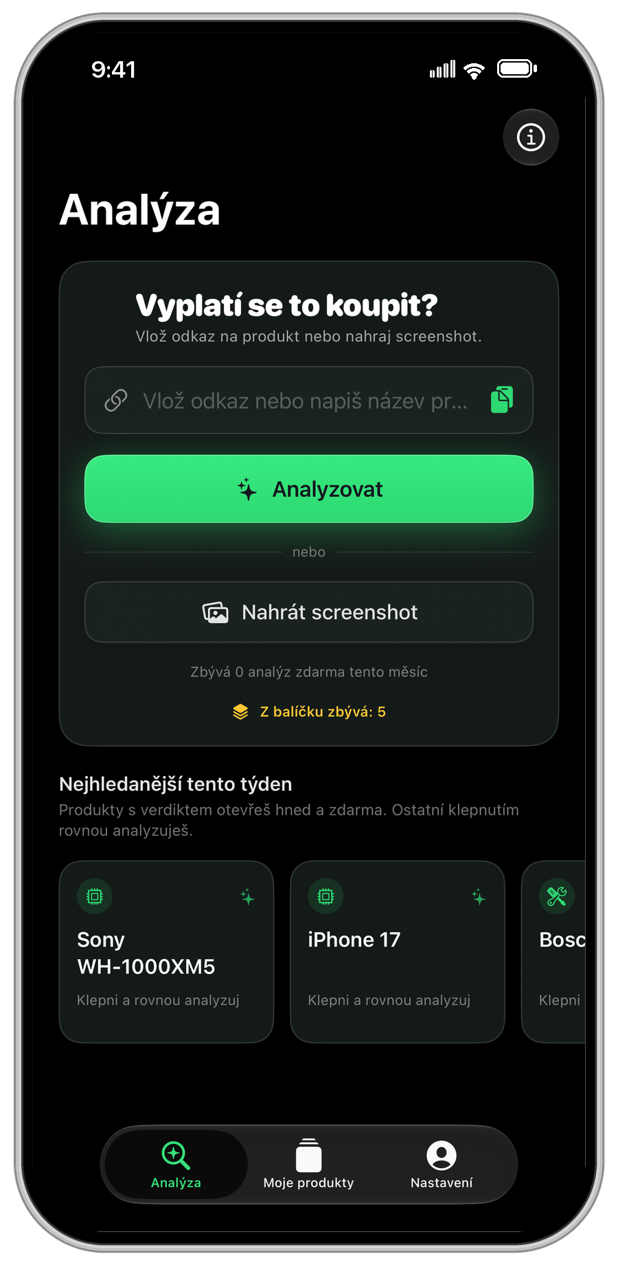 Odkaz, screenshot, nebo jen název